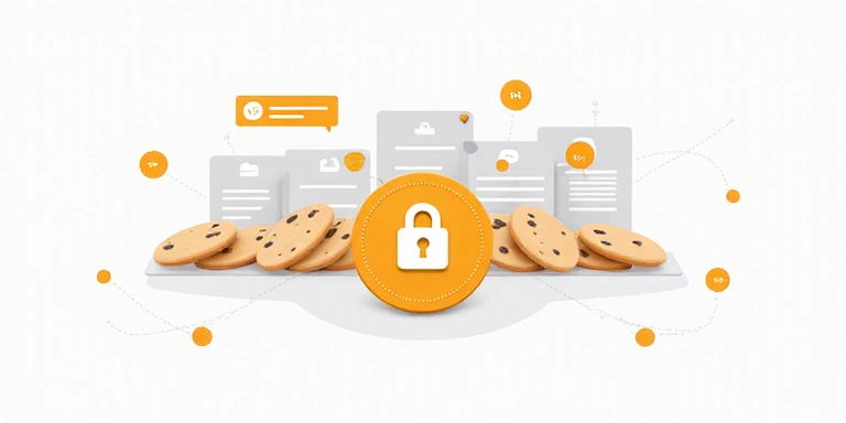 Illustration of cookies on a website