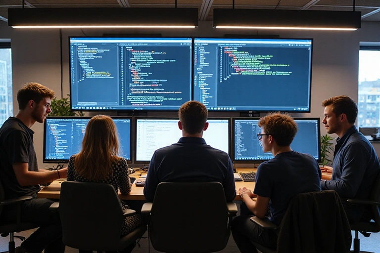Software development team working